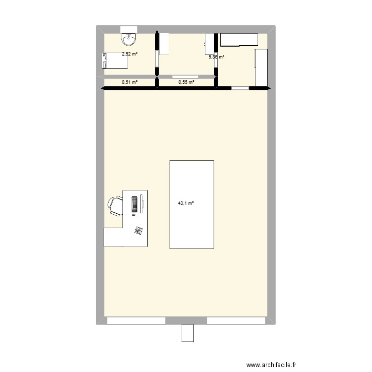 plan urielle. Plan de 5 pièces et 53 m2