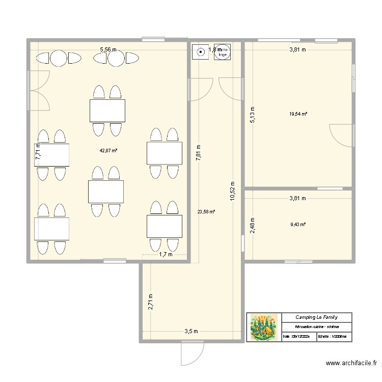 Resto 1. Plan de 4 pièces et 95 m2