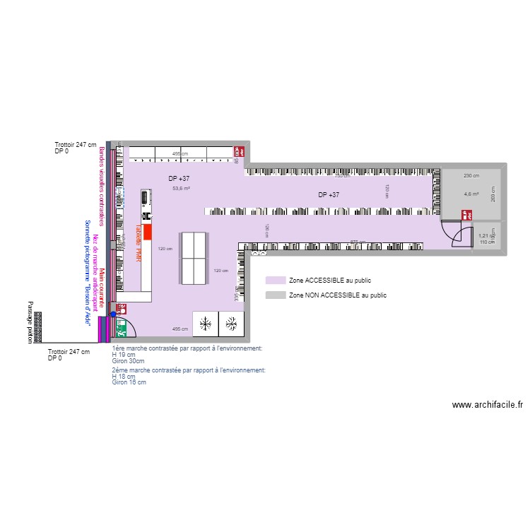 TIGER MARKET APRES TRAVAUX. Plan de 9 pièces et 75 m2