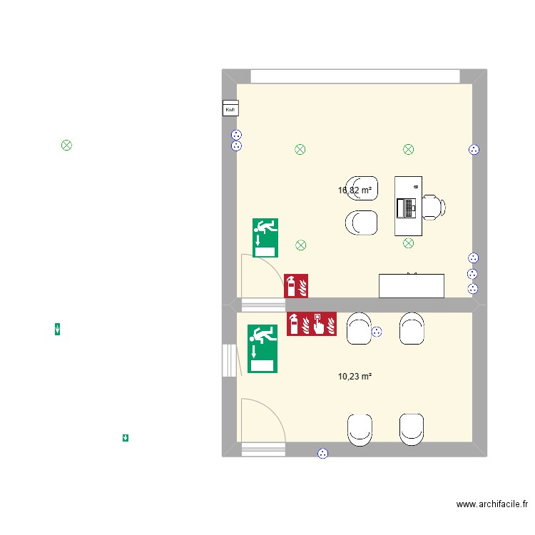 PLAN D EVACUATION . Plan de 2 pièces et 27 m2