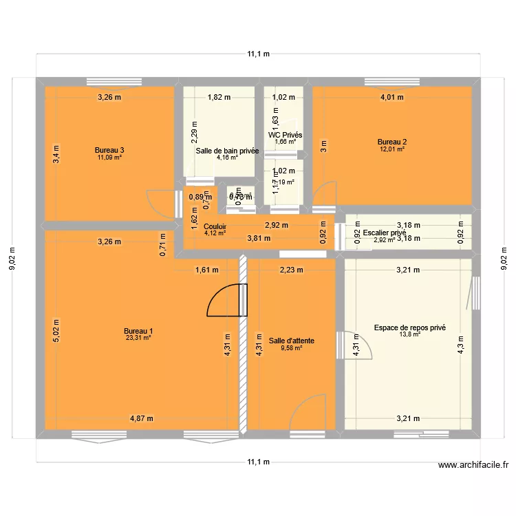 SCI Sabin niveau 1 05072026 abouti. Plan de 11  et 84 m²