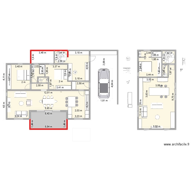ddd. Plan de 14 pièces et 185 m2