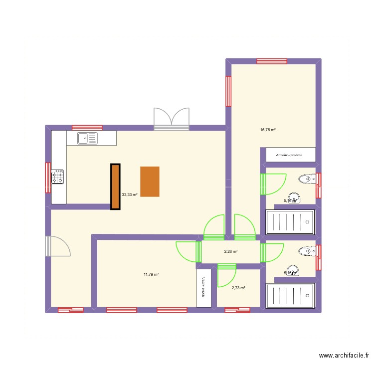 LOKARO. Plan de 7 pièces et 77 m2