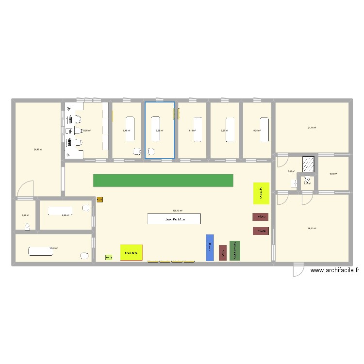 Aménagement Poissac. Plan de 16 pièces et 277 m2