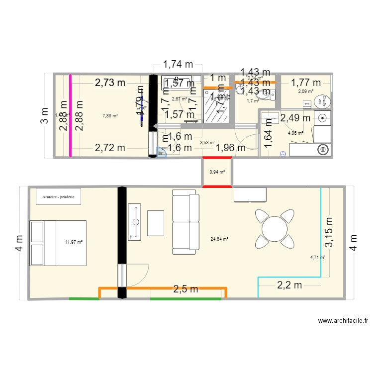 Bouyon. Plan de 13 pièces et 67 m2