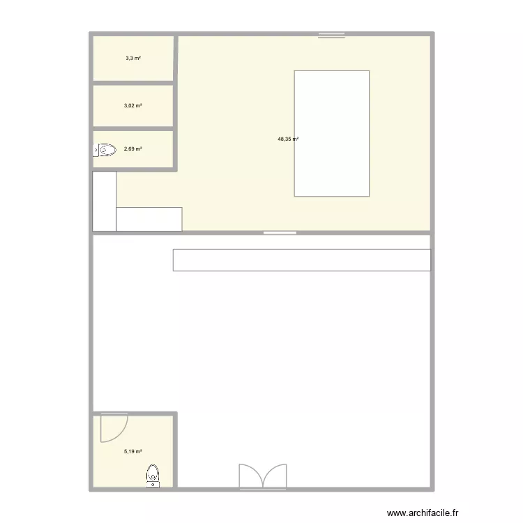 DGCP. Plan de 5  et 63 m²