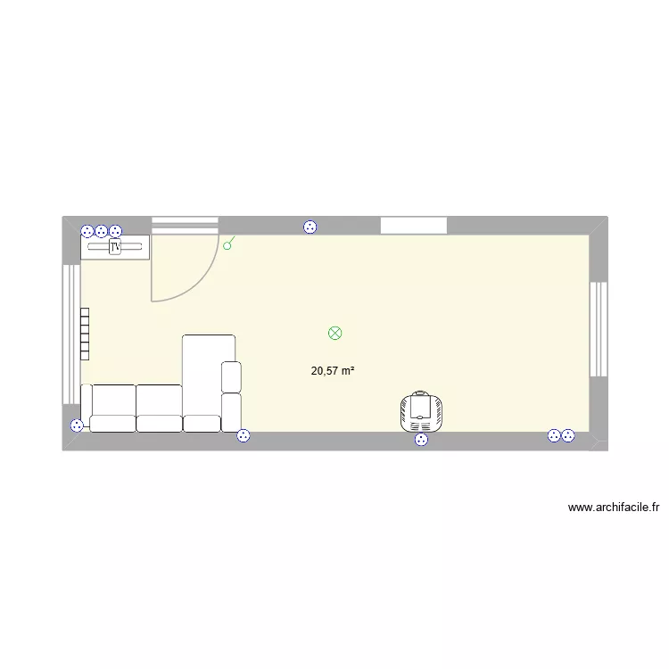 Salon/Salle&agrave;manger. Plan de 1  et 21 m²