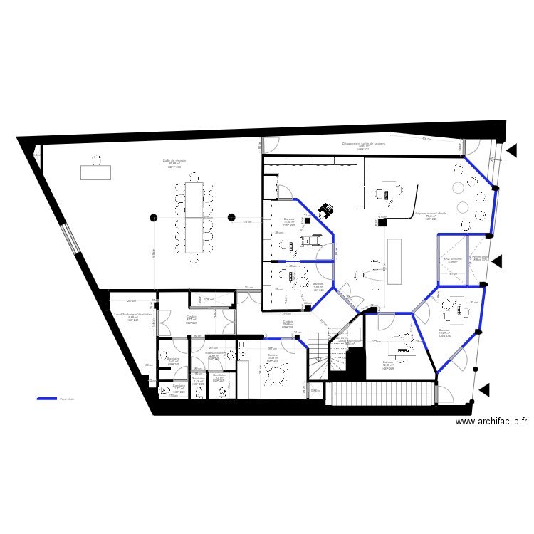 Projet RDC Auch - EDL. Plan de 24 pièces et 315 m2