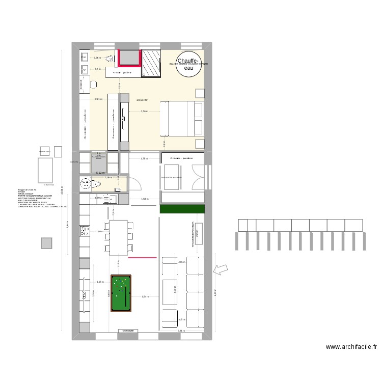 PLAN MERIMEE INVEST V8-5. Plan de 2 pièces et 45 m2