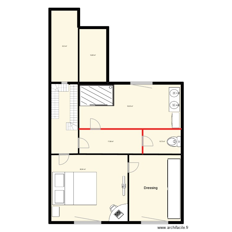 etage Andrea idée 2. Plan de 7 pièces et 241 m2