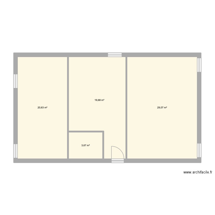 Nouveau local. Plan de 4 pièces et 73 m2