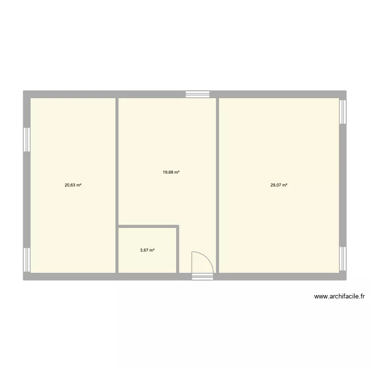 Nouveau local. Plan de 4 pièces et 73 m² Nouveau local. Plan de 4 pièces et 73 m²