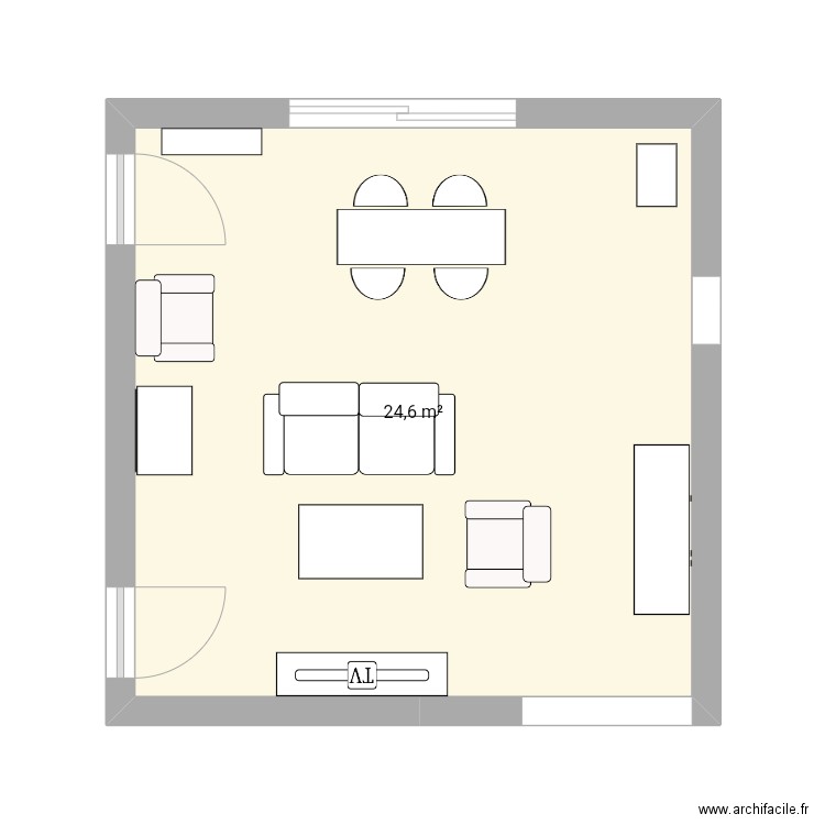 Salon 2. Plan de 1 pièce et 25 m2