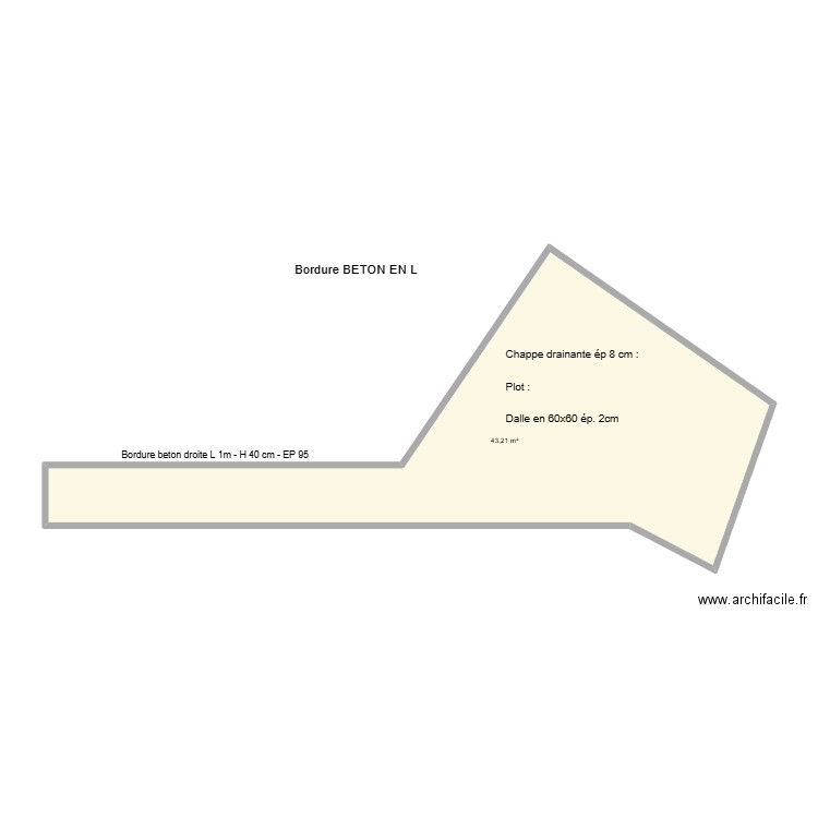 TERRASSE MAISON. Plan de 1 pièce et 43 m2