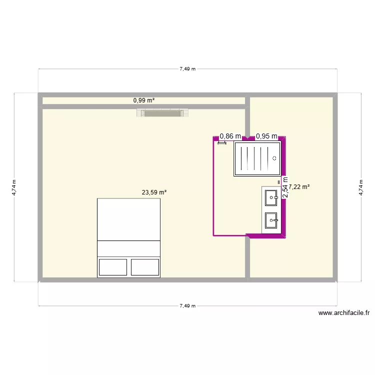 Chambre parentale. Plan de 3 et 32 m² Chambre parentale. Plan de 3 et 32 m²