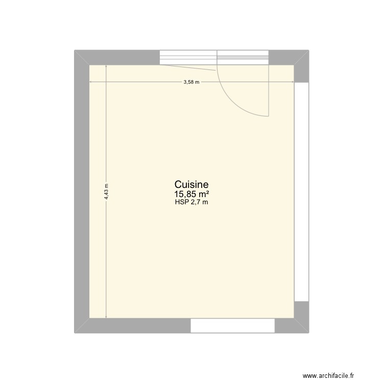 Cuisine. Plan de 1 pièce et 16 m2