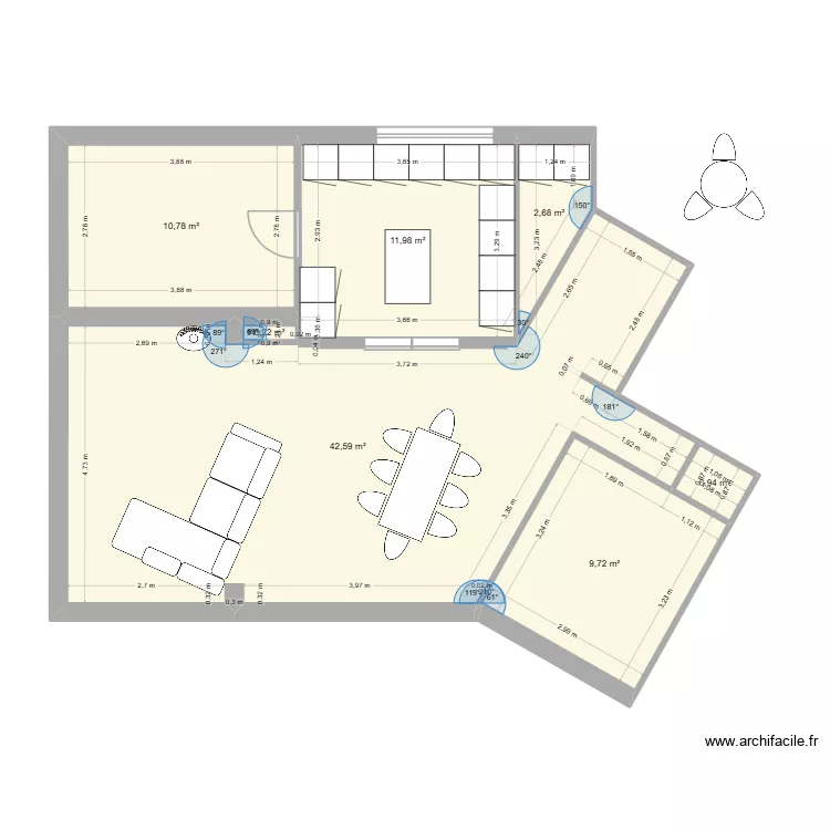 Maison Grisolles - A01a. Plan de 7 et 79 m² Maison Grisolles - A01a. Plan de 7 et 79 m²