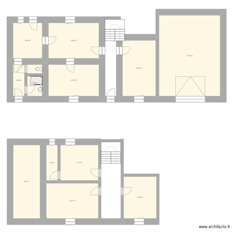 Maison Ebersviller. Plan de 12 pièces et 199 m2