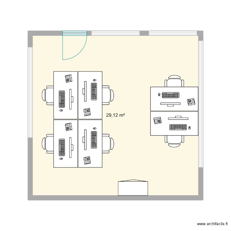 bureau marketing. Plan de 1 pièce et 29 m2