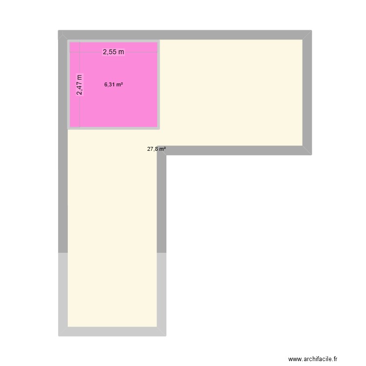 ETAGE. Plan de 2 pièces et 41 m2