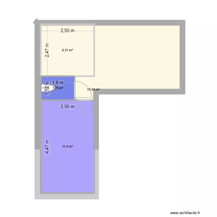ETAGE. Plan de 4 pièces et 54 m² ETAGE. Plan de 4 pièces et 54 m²