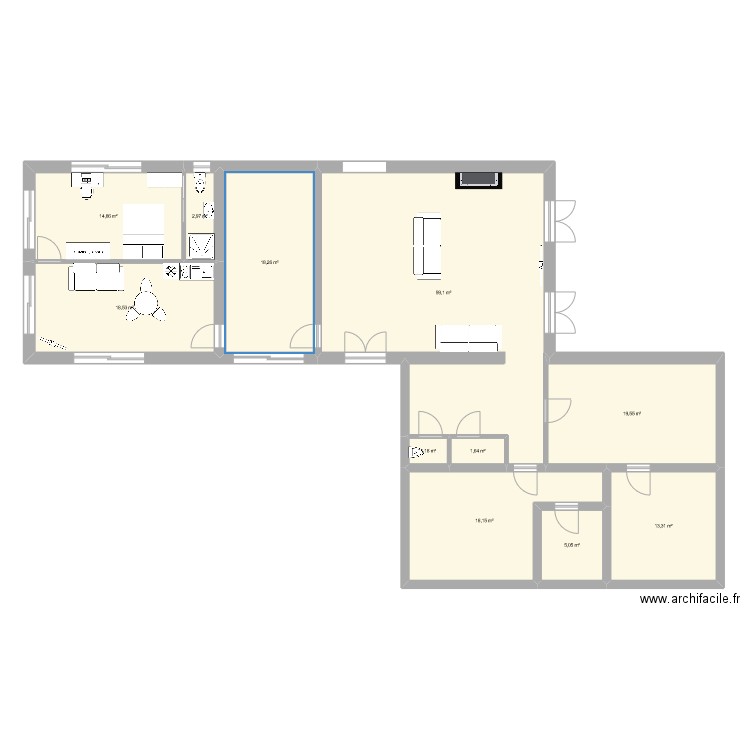 Marcy extension v1 bis. Plan de 11 pièces et 173 m2