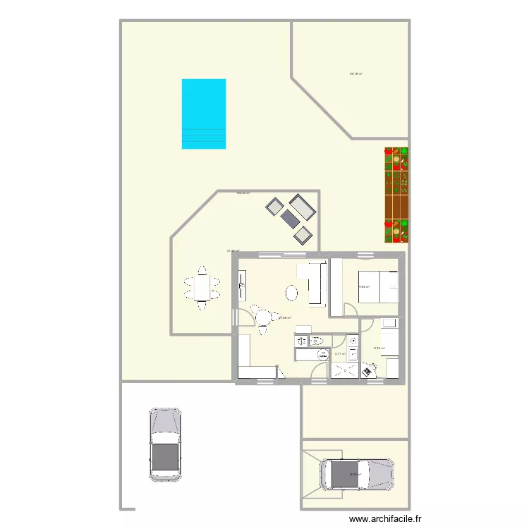 50m2 t2bis. Plan de 8  et 278 m²