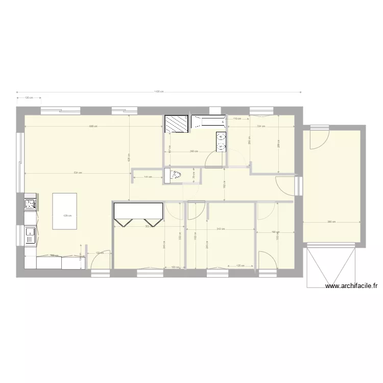 maison  Michellesans meuble. Plan de 3  et 116 m²
