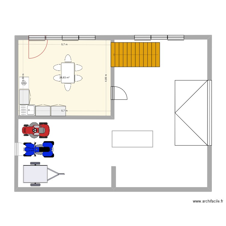 Silo. Plan de 1 pièce et 27 m2