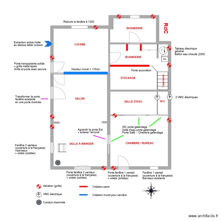 RdC STRUCTURE. Plan de 3 pièces et 50 m2