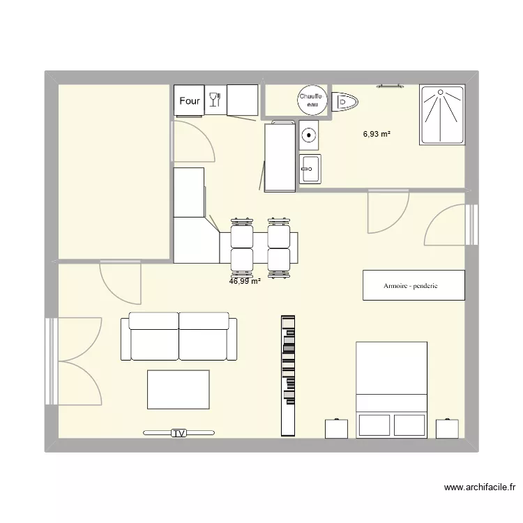 villa medicis. Plan de 2 pièces et 54 m²