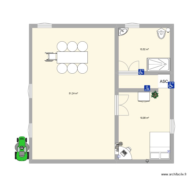 WASD. Plan de 3 pièces et 82 m2