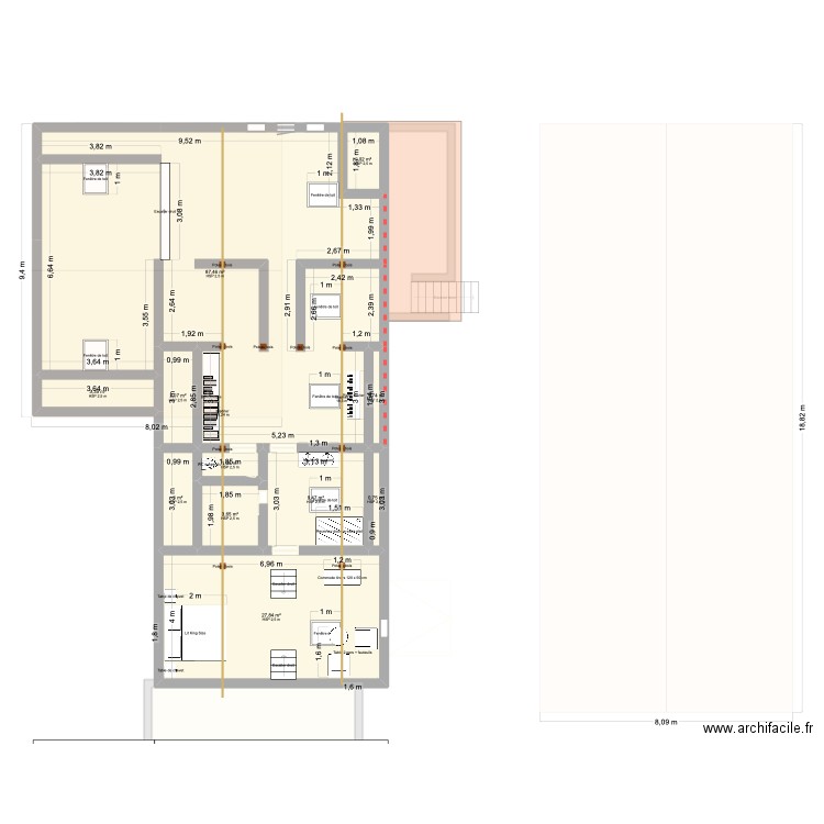 Chateau. Plan de 20 pièces et 313 m2