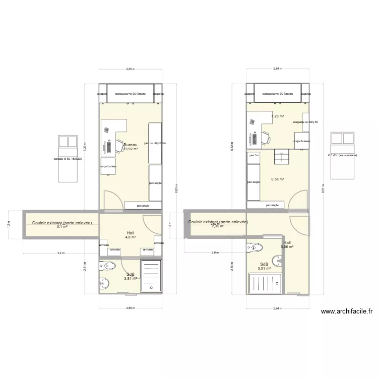 extension variante 25.07.2026 B. Plan de 9  et 50 m²