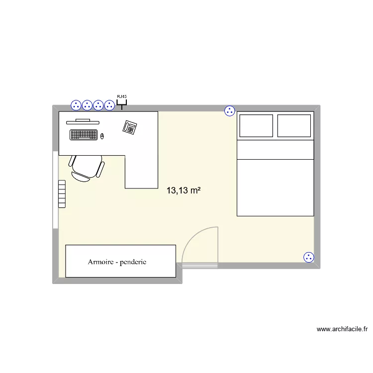 chambre 3. Plan de 1  et 13 m²