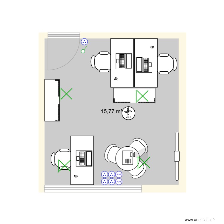 bureau communication. Plan de 1 pièce et 16 m2