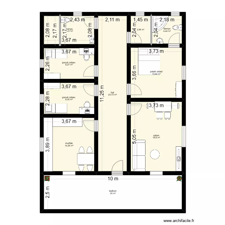 Dayım. Plan de 10 et 127 m² Dayım. Plan de 10 et 127 m²