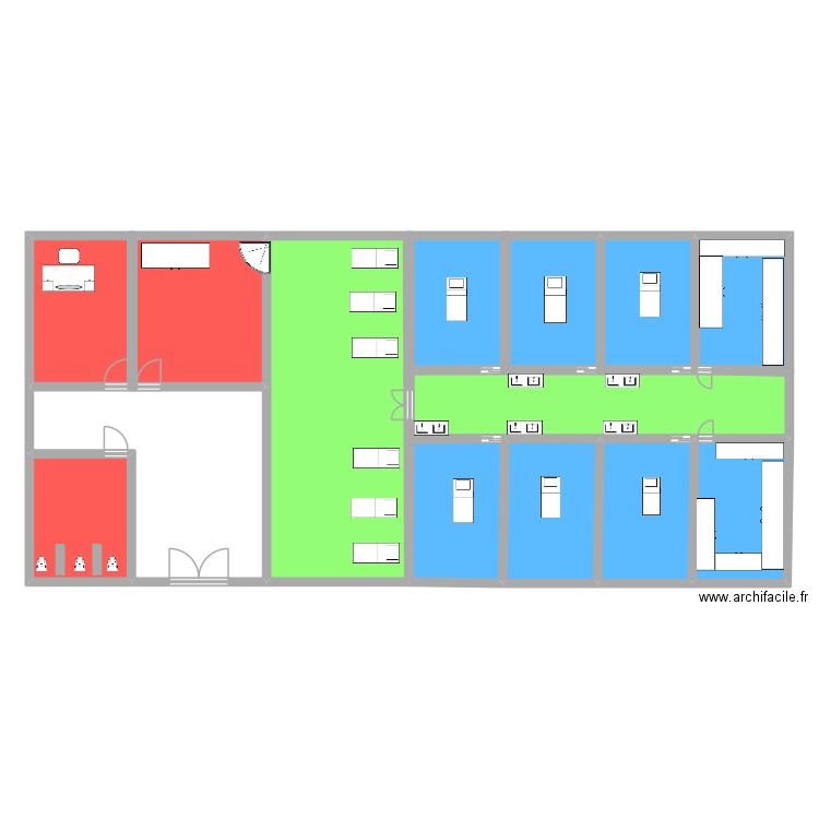 ZONE DU BLOC OPERATOIRE. Plan de 13 pièces et 234 m2