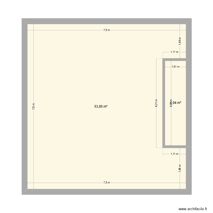 Etage Dar elkarmoud. Plan de 2 pièces et 58 m2