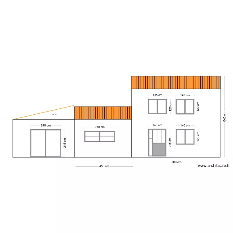 vue facade apr&egrave;s travaux. Plan de 