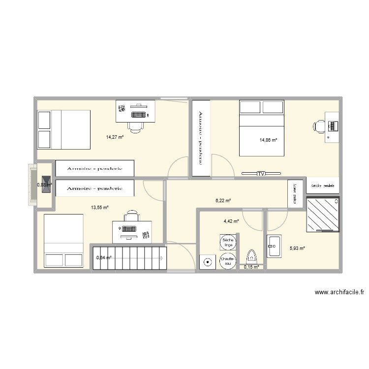 cote etage. Plan de 9 pièces et 61 m2