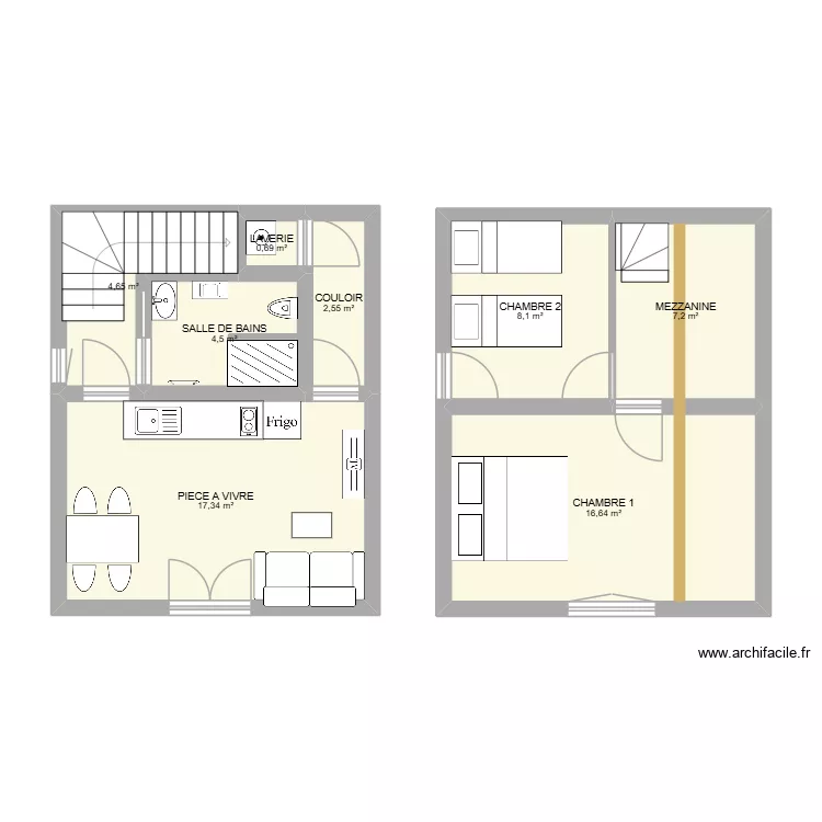 PLAN GITE. Plan de 8  et 62 m²