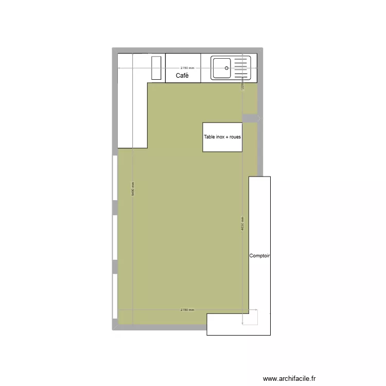CAFE NINA. Plan de 1  et 15 m²