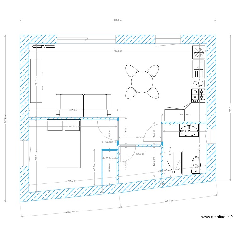 J SEB BLANC. Plan de 3 pièces et 41 m2