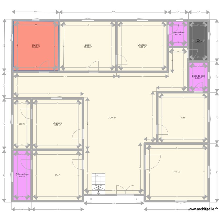 Plan de fondation d\'une maison T7. Plan de 0 pièce et 0 m2