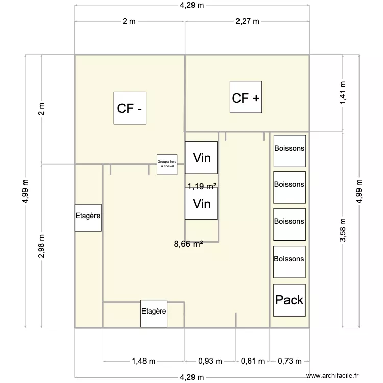 Resrve CF - & Frigos. Plan de 5 Pièces et 21 m²