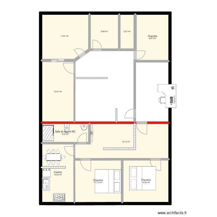 145 2 Apport V3. Plan de 10 pièces et 93 m2