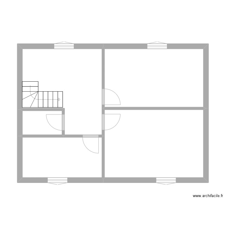GUITTENY R+1. Plan de 5 pièces et 57 m2