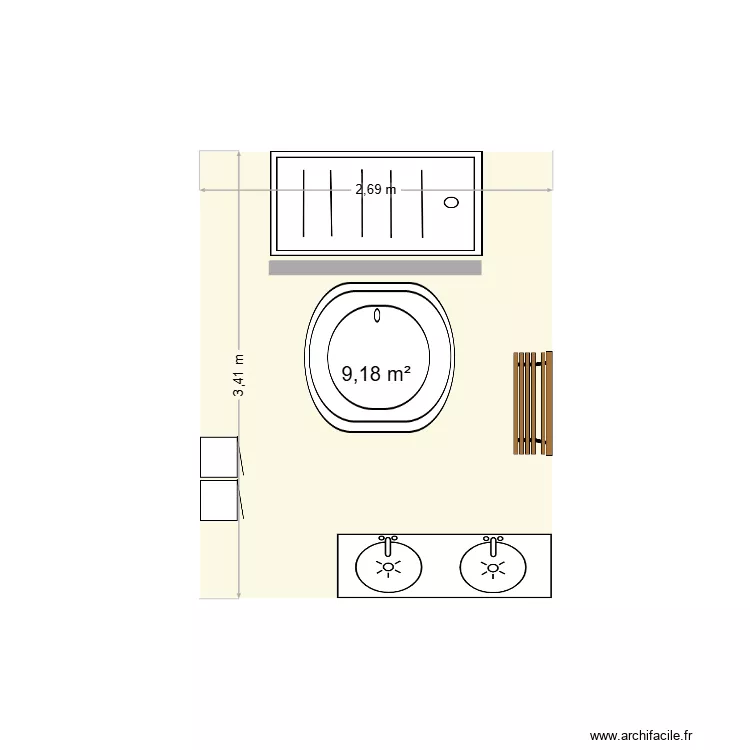 Salle de bain. Plan de 1 et 9 m² Salle de bain. Plan de 1 et 9 m²