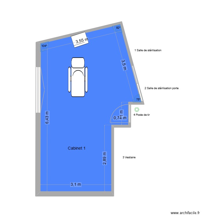 10506 Cabinet 1. Plan de 1 pièce et 25 m2